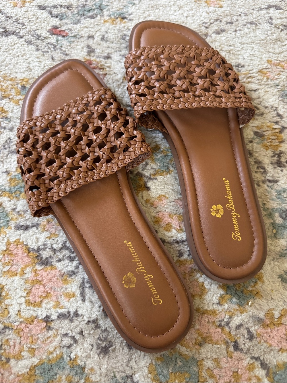 Tommy Bahama Women's Braided Slide Sandals - Cognac Brown